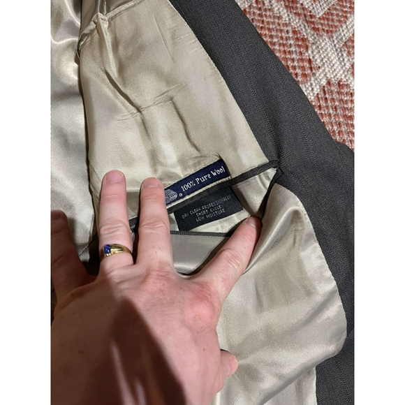 Vintage Union Made Burberrys Grey 100% Pure Wool Two Button Grey Mens Blazer - Picture 7 of 10